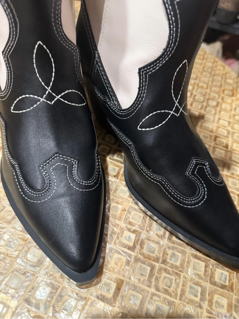 Billini Black and White Western Ankle Boots